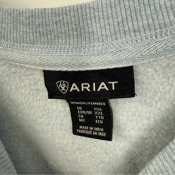 Ariat Women’s Pullover Sweatshirt Size XXL Blue Crew Neck 2X Long Sleeves - Picture 6 of 10